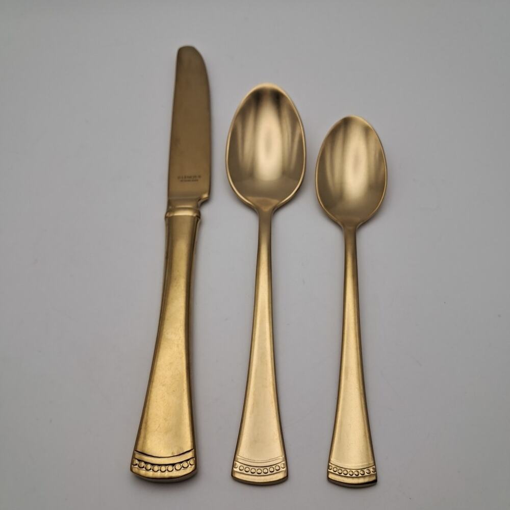 Lenox Portola Gold Tumbled/Matte Knife Spoon Teaspoon 18/10 Stainless Flatware